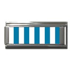 Vertical Stripes - White and Cerulean Superlink Italian Charm (9mm)