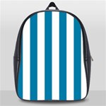 Vertical Stripes - White and Cerulean School Bag (Large)