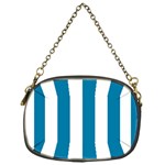 Vertical Stripes - White and Cerulean Chain Purse (One Side)