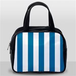 Vertical Stripes - White and Cerulean Classic Handbag (One Side)