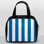 Vertical Stripes - White and Cerulean Classic Handbag (Two Sides)