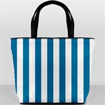 Vertical Stripes - White and Cerulean Bucket Bag