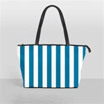 Vertical Stripes - White and Cerulean Classic Shoulder Handbag (One Side)