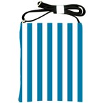 Vertical Stripes - White and Cerulean Shoulder Sling Bag