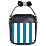 Vertical Stripes - White and Cerulean Girls Sling Bag