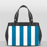 Vertical Stripes - White and Cerulean Oversize Office Handbag (One Side)