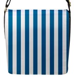 Vertical Stripes - White and Cerulean Flap Closure Messenger Bag (S)