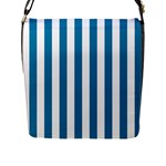 Vertical Stripes - White and Cerulean Flap Closure Messenger Bag (L)