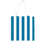 Vertical Stripes - White and Cerulean Grocery Light Tote Bag