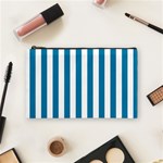 Vertical Stripes - White and Cerulean Cosmetic Bag (M)