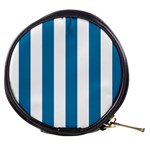 Vertical Stripes - White and Cerulean Mini Makeup Bag