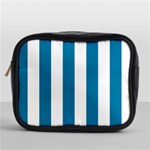 Vertical Stripes - White and Cerulean Mini Toiletries Bag (One Side)