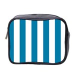 Vertical Stripes - White and Cerulean Mini Toiletries Bag (Two Sides)