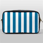 Vertical Stripes - White and Cerulean Toiletries Bag (One Side)