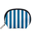 Vertical Stripes - White and Cerulean Accessory Pouch (Small)