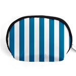 Vertical Stripes - White and Cerulean Accessory Pouch (Medium)