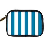 Vertical Stripes - White and Cerulean Digital Camera Leather Case