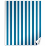 Vertical Stripes - White and Cerulean Canvas 11  x 14 