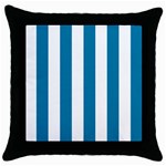 Vertical Stripes - White and Cerulean Throw Pillow Case (Black)