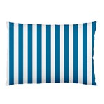 Vertical Stripes - White and Cerulean Pillow Case (One Side)