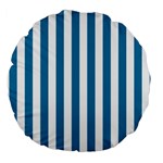 Vertical Stripes - White and Cerulean Large 18  Premium Round Cushion