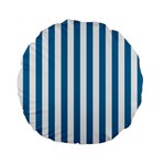 Vertical Stripes - White and Cerulean Standard 15  Premium Flano Round Cushion