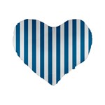 Vertical Stripes - White and Cerulean Standard 16  Premium Flano Heart Shape Cushion