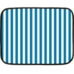 Vertical Stripes - White and Cerulean Fleece Blanket (Mini)