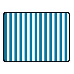 Vertical Stripes - White and Cerulean Fleece Blanket (Small) (One Side)