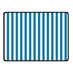 Vertical Stripes - White and Cerulean Double Sided Fleece Blanket (Small) (Two Sides)