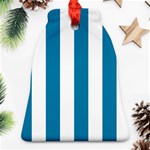 Vertical Stripes - White and Cerulean Bell Ornament (Two Sides)