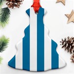 Vertical Stripes - White and Cerulean Ornament (Christmas Tree)