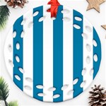 Vertical Stripes - White and Cerulean Ornament (Round Filigree)