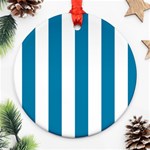 Vertical Stripes - White and Cerulean Ornament (Round)