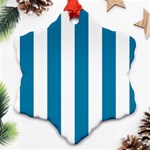 Vertical Stripes - White and Cerulean Ornament (Snowflake)