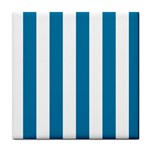 Vertical Stripes - White and Cerulean Tile Coaster