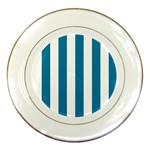 Vertical Stripes - White and Cerulean Porcelain Plate