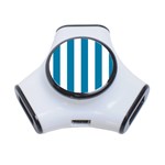 Vertical Stripes - White and Cerulean Portable USB Hub (One Side)