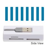 Vertical Stripes - White and Cerulean Memory Card Reader (Stick)