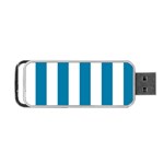 Vertical Stripes - White and Cerulean Portable USB Flash (One Side)