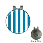 Vertical Stripes - White and Cerulean Golf Ball Marker Hat Clip