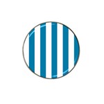 Vertical Stripes - White and Cerulean Hat Clip Ball Marker