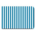 Vertical Stripes - White and Cerulean Large Doormat