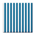 Vertical Stripes - White and Cerulean Face Towel