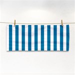 Vertical Stripes - White and Cerulean Hand Towel