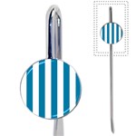 Vertical Stripes - White and Cerulean Book Mark