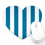 Vertical Stripes - White and Cerulean Heart Mousepad