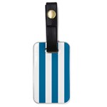 Vertical Stripes - White and Cerulean Luggage Tag (One Side)