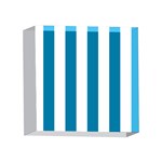 Vertical Stripes - White and Cerulean 4 x 4  Acrylic Photo Block