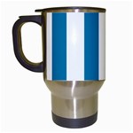 Vertical Stripes - White and Cerulean Travel Mug (White)